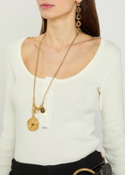 Chloe Logo-appliquéd Cotton Henley top Off White