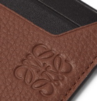 LOEWE - Logo-Debossed Smooth and Full-Grain Leather Cardholder - Brown