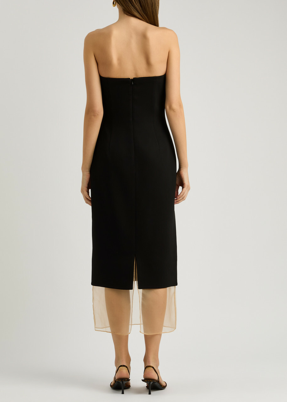Esse Studios Issia Panelled Strapless Woven Midi Dress Black