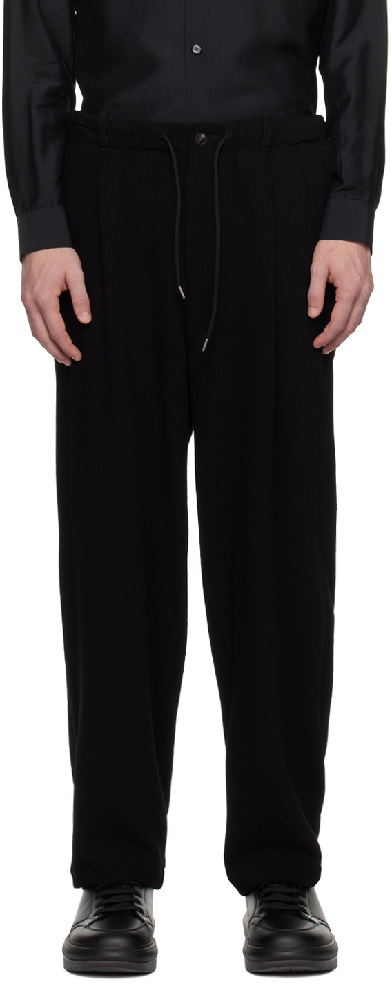 Emporio Armani Black Drawstring Trousers Emporio Armani
