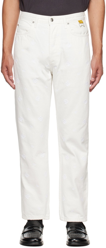 Photo: Rhude White Embroidered Bandana Jeans