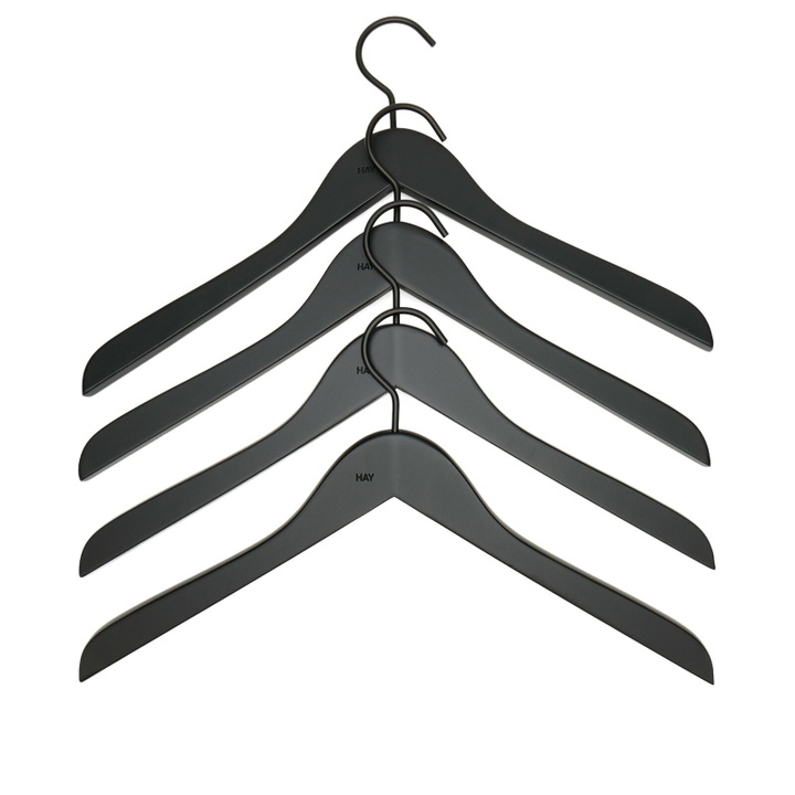 Photo: HAY Smooth Slim Coat Hanger - Set of 4 in Black 
