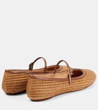 Gianvito Rossi Carla raffia and leather ballet flats