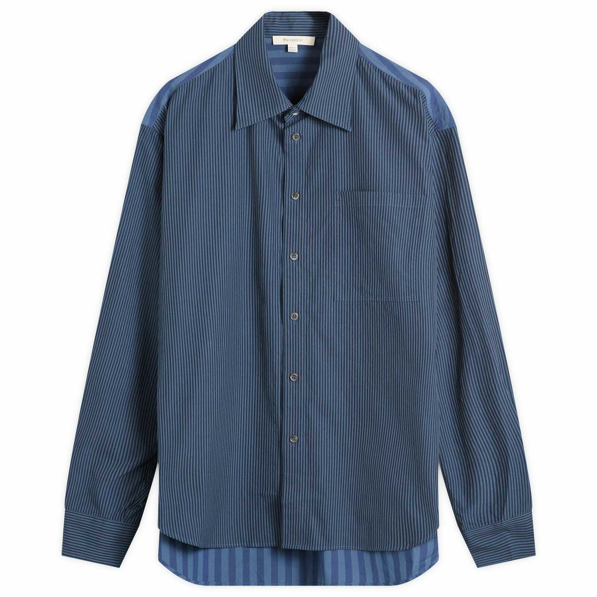 JW Anderson Men's Patchwork Striped Shirt in Navy JW Anderson