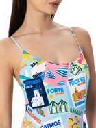 MC2 Saint Barth Woman One-piece Swimsuit Cecille With Postcards Print