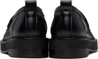 AMI Paris Black Leather Anatomical Toe Loafers