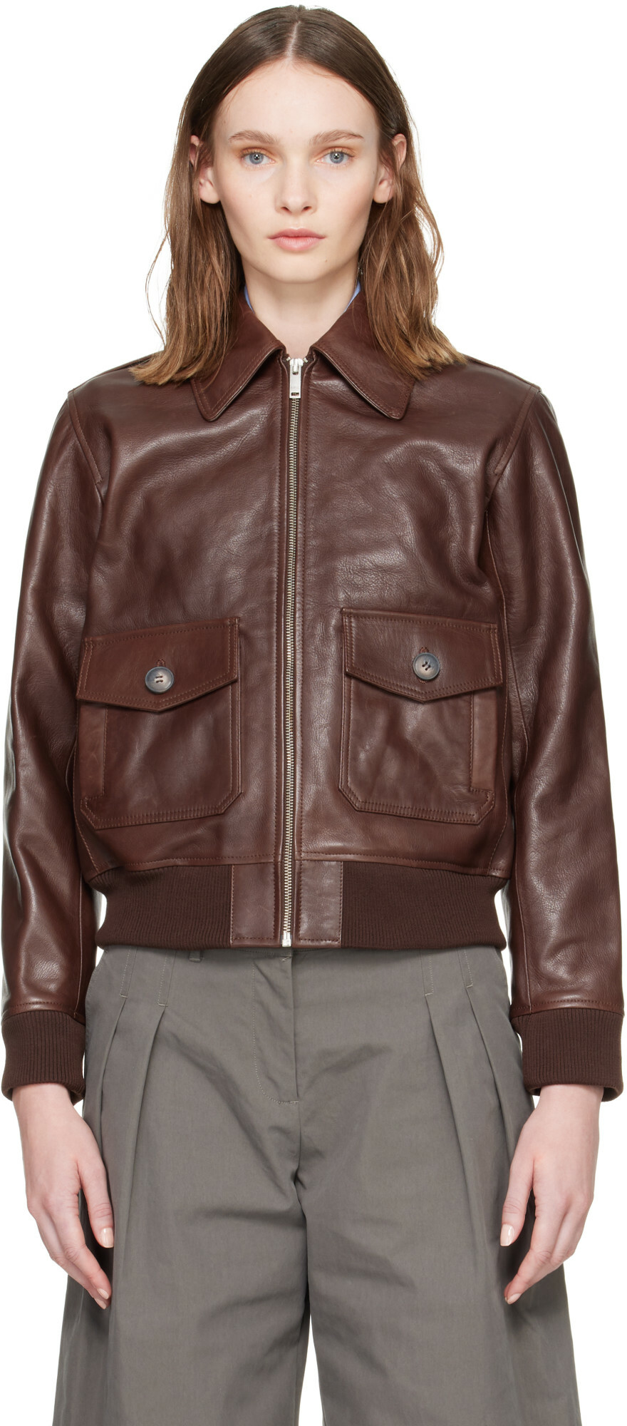 A.P.C. Brown Gael Leather Jacket