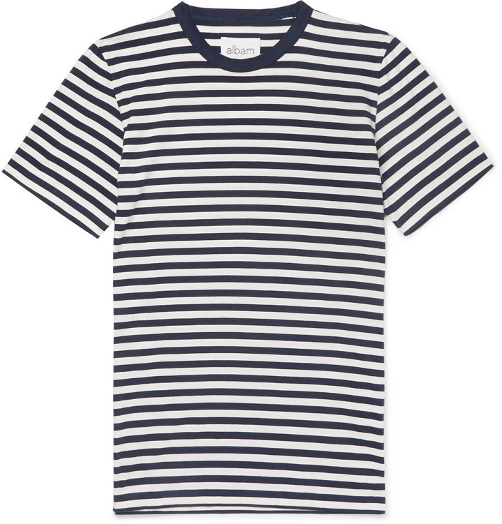 Photo: Albam - Striped Cotton-Jersey T-Shirt - Men - Navy