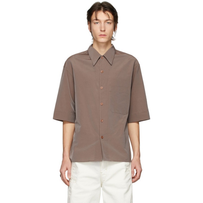 Photo: Lemaire Taupe Convertible Collar Short Sleeve Shirt