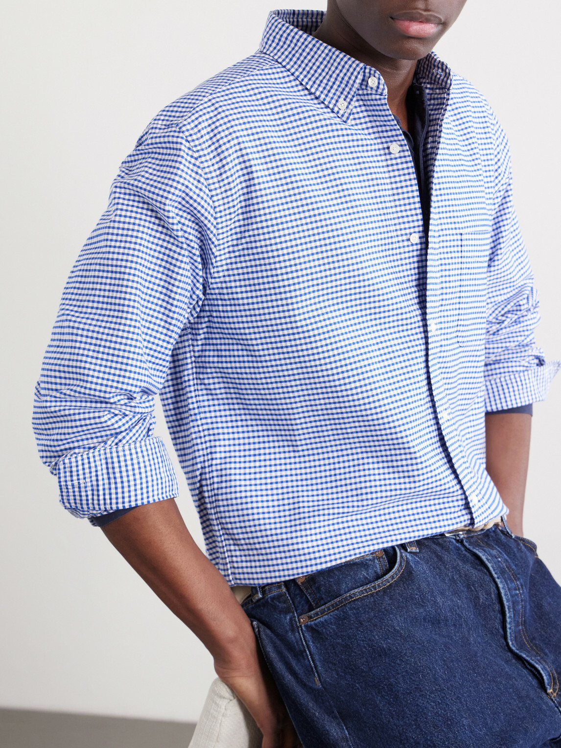 Beams Plus - Button-Down Collar Checked Cotton Shirt - Blue