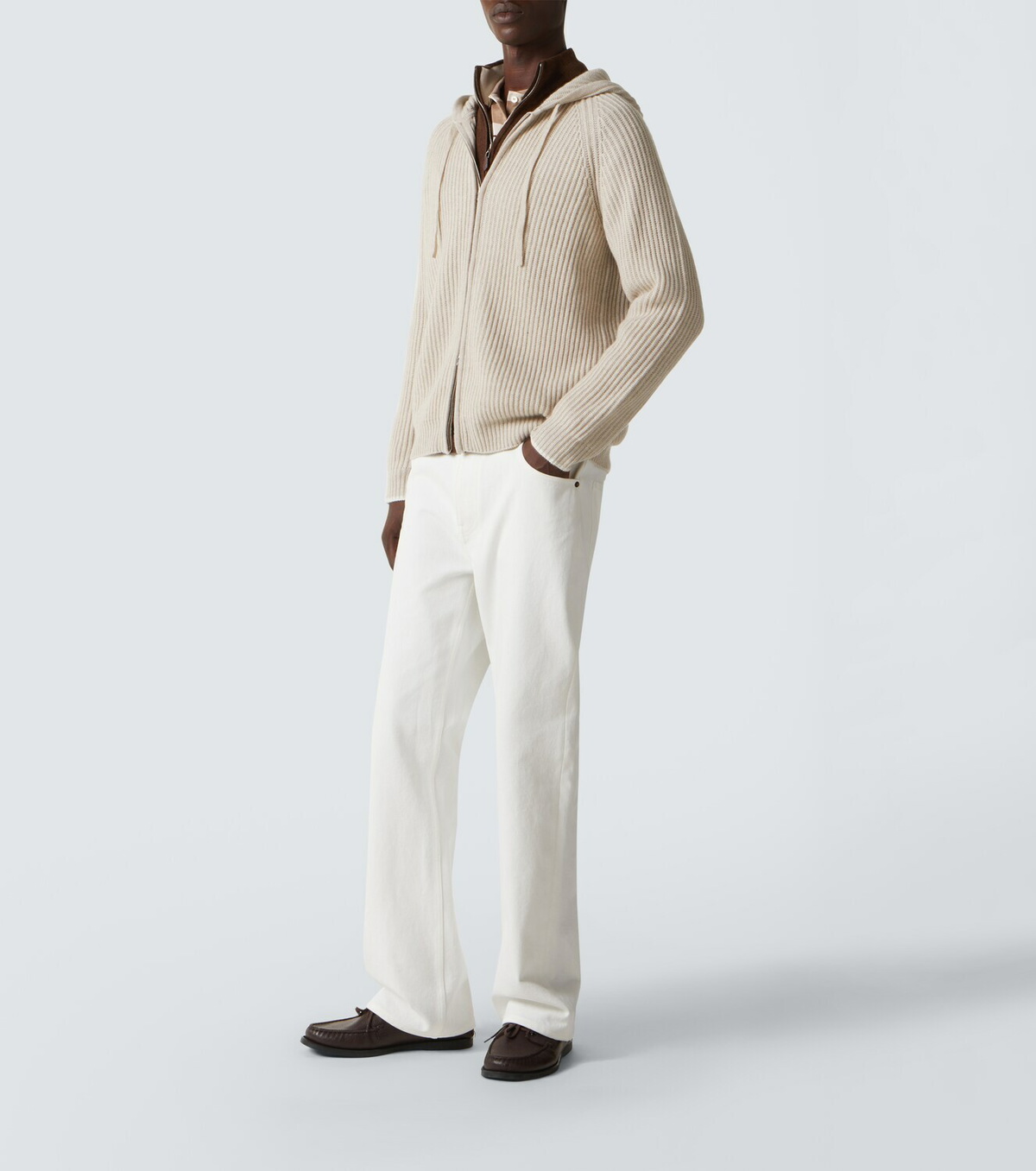 Arch4 Hooded ribbed-knit cashmere zip-up cardigan