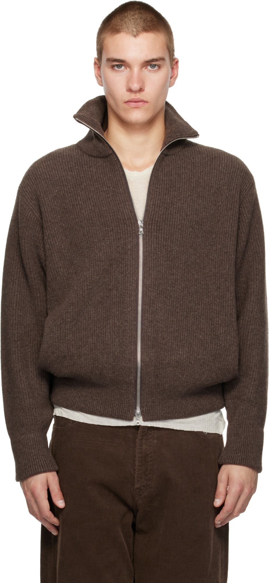 ssstein Brown Extra Fine Wool Drivers Sweater