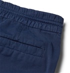 Brunello Cucinelli - Tapered Pleated Cotton-Blend Twill Drawstring Trousers - Blue