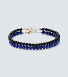 Mateo Set of 2 14kt gold beaded bracelets with lapis lazuli and onyx