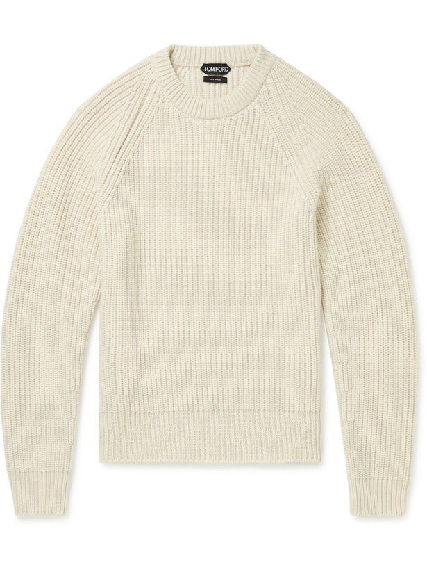 Photo: TOM FORD - Ribbed Cashmere Mock-Neck Sweater - Neutrals