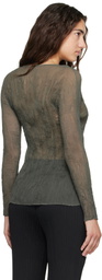 ISSEY MIYAKE Green Chiffon Twist 2 Top