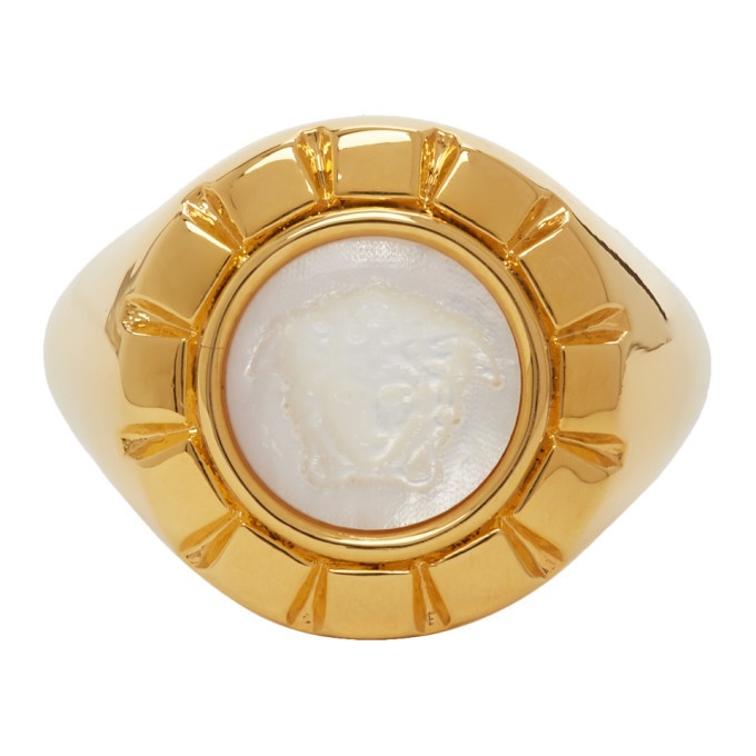 Photo: Versace Gold and White Palazzo Ring