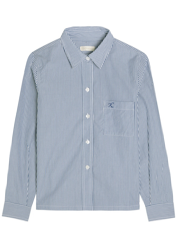 Photo: Suzie Kondi Vella Striped Cotton-poplin Shirt Navy