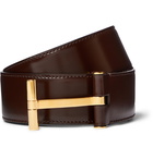 TOM FORD - 4cm Polished-Leather Belt - Brown