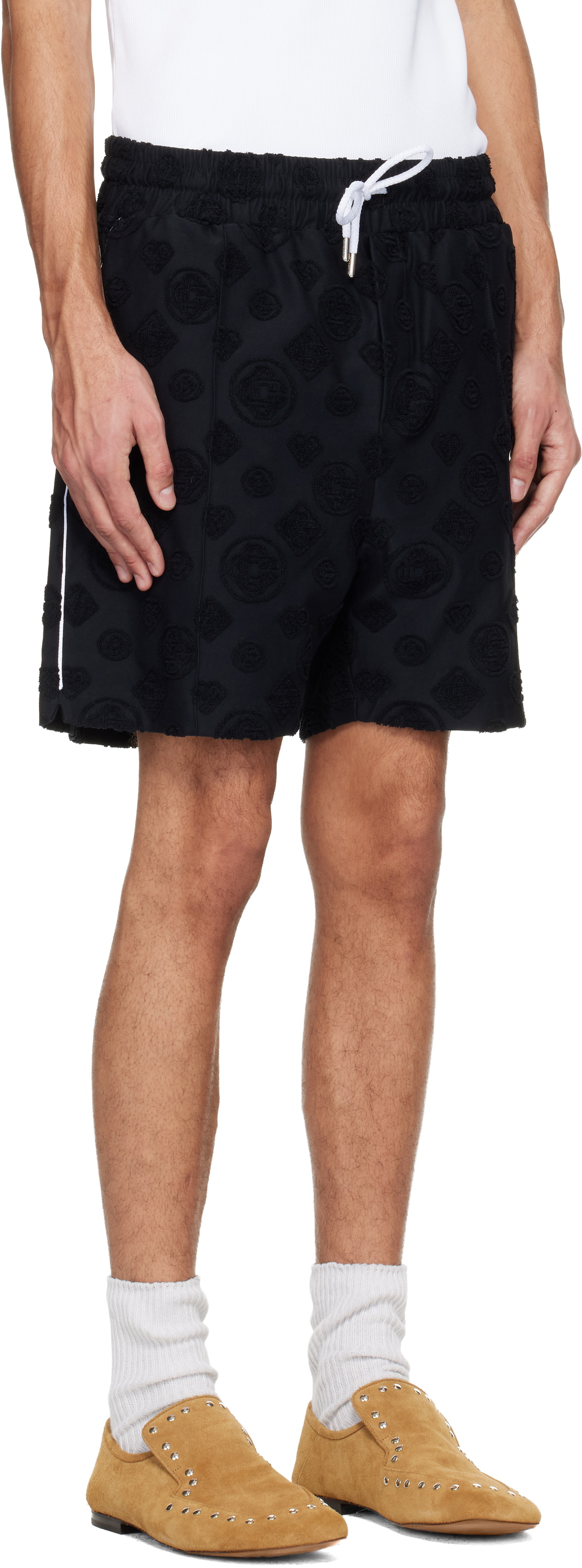 Casablanca Black Towelling Monogram Shorts
