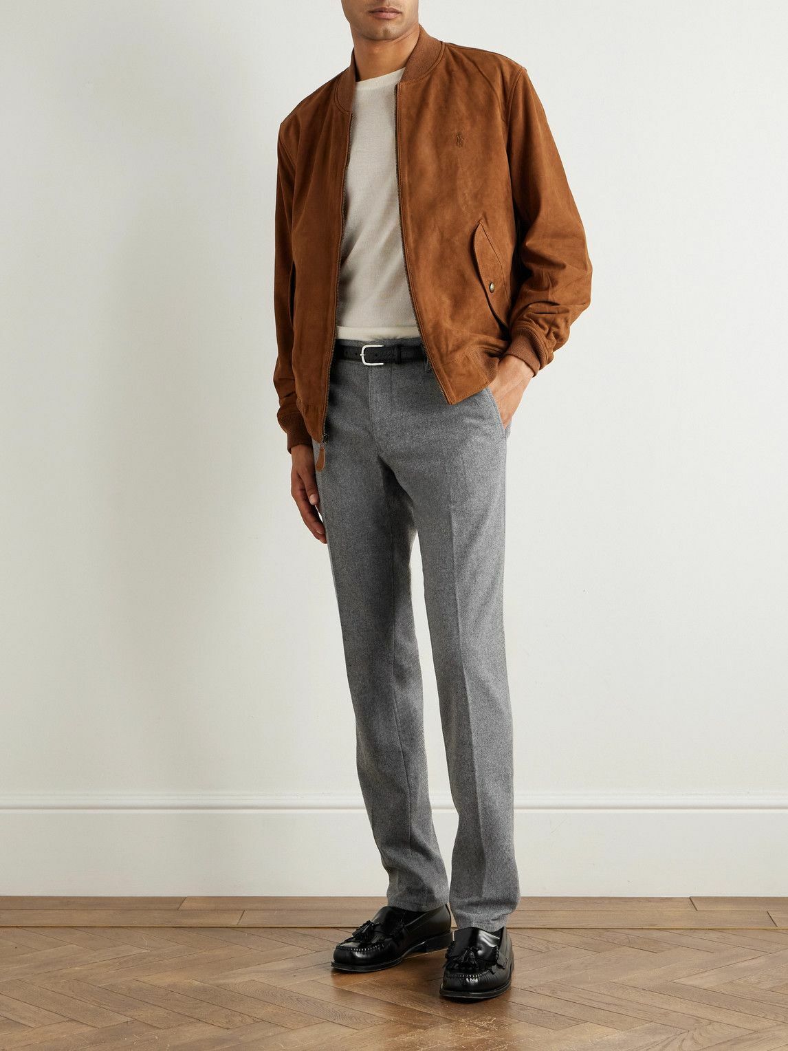 Incotex - Slim-Leg Virgin Wool-Blend Trousers - Gray