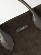 Mr P. - Full Grain Leather-Trimmed Suede Tote
