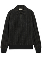 Oliver Spencer Lorimer Two-toned Cotton-blend Polo Jumper Black
