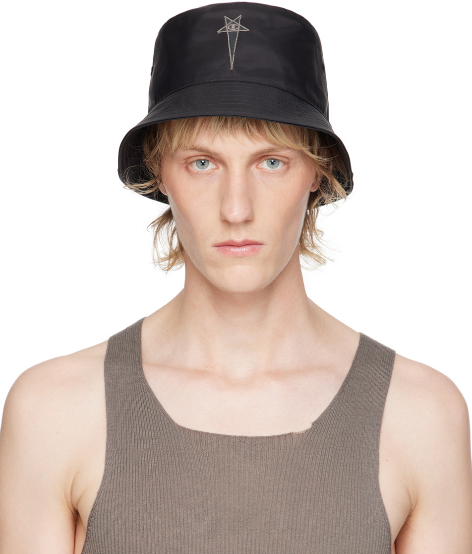 Rick Owens Black Champion Edition Perforated Gilligan Bucket Hat 