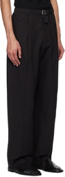 AMOMENTO Black Belted Tuck Banding Trousers