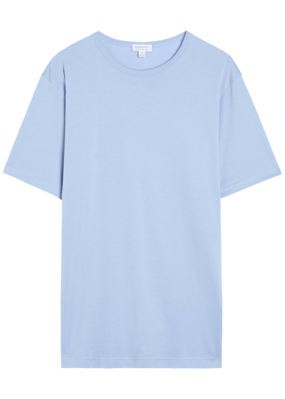 Sunspel Cotton T-shirt Light Blue