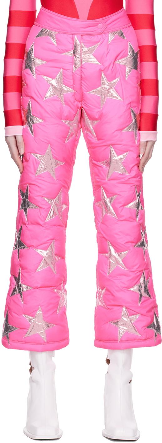 ERL Pink Embellished Puffer Trousers