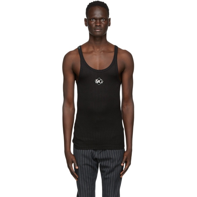 Photo: Dolce and Gabbana Black Embroidred Logo Tank Top