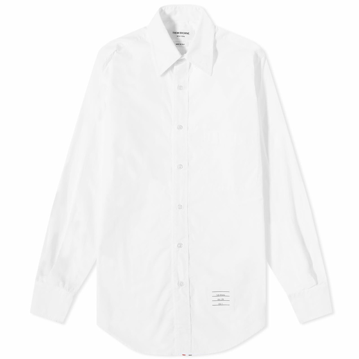 Photo: Thom Browne Men's Grosgrain Placket Solid Poplin Shirt in White