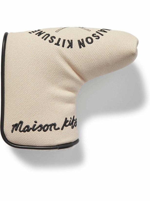 Photo: Maison Kitsuné - Leather-Trimmed Faux Shearling-Lined Embroidered Canvas Blade Cover