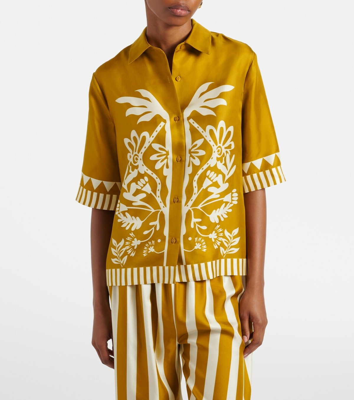 Eres Émeraude floral silk twill shirt