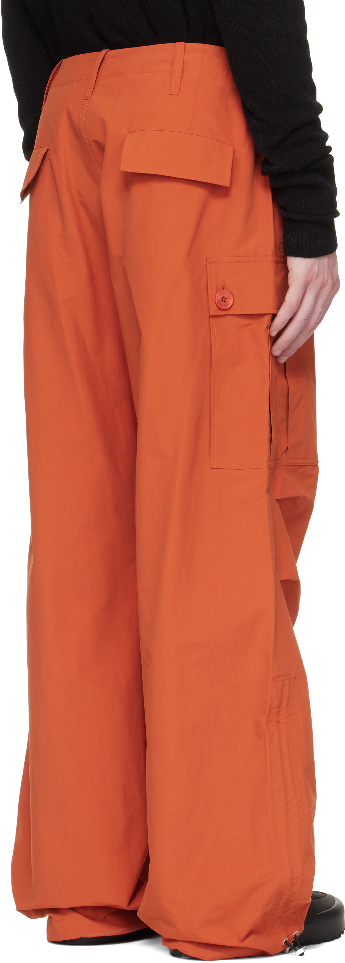 Reese Cooper Orange Nylon Cinched Wide Leg Cargo Pants