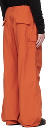 Reese Cooper Orange Nylon Cinched Wide Leg Cargo Pants