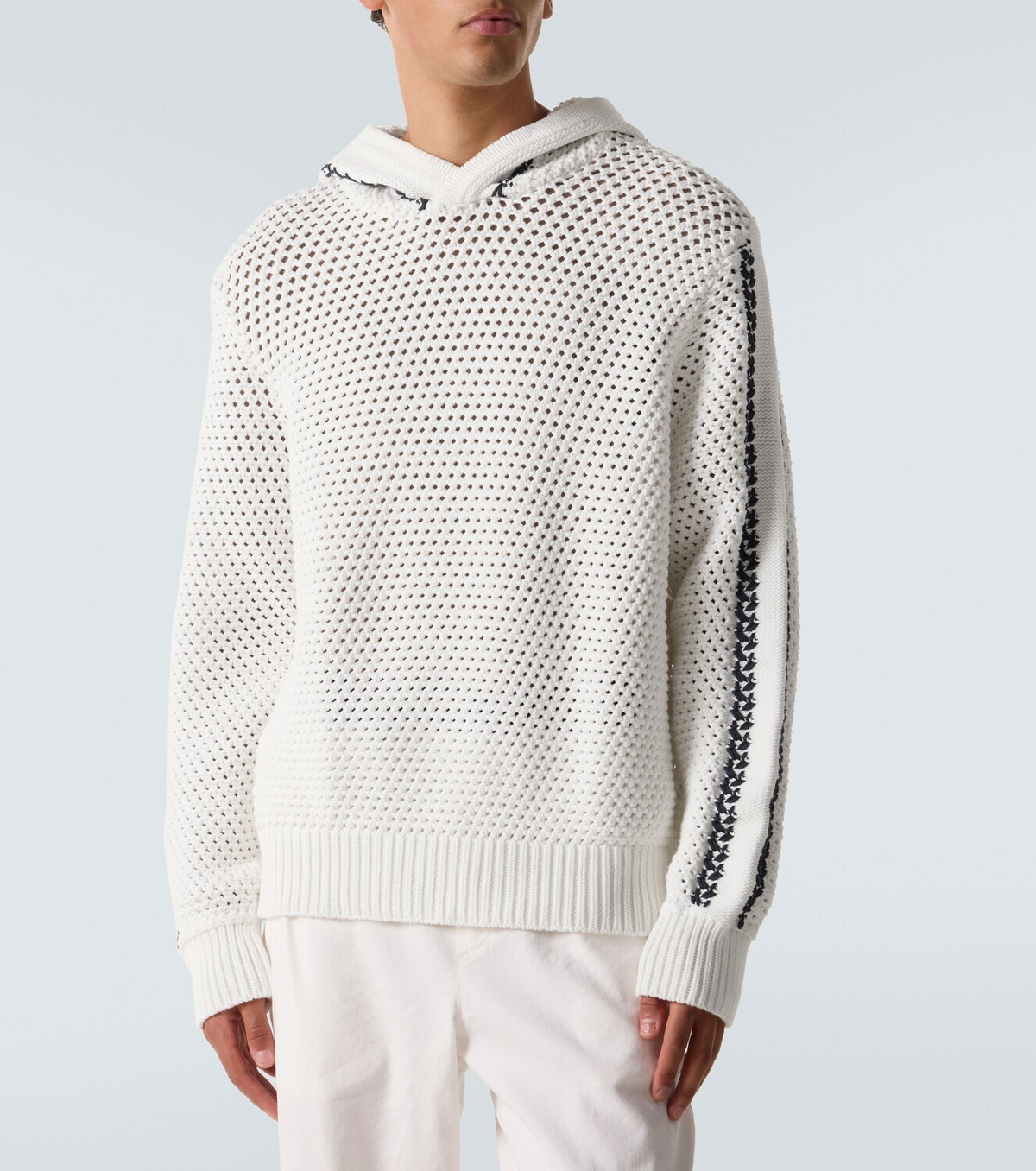 Orlebar Brown Kirk striped crochet cotton-blend hoodie
