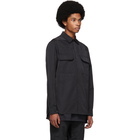 Rick Owens Black Textured Satin Work Shirt