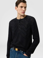 Missoni - Long-sleeve viscose and cotton henley shirt, Men, Black & Grey