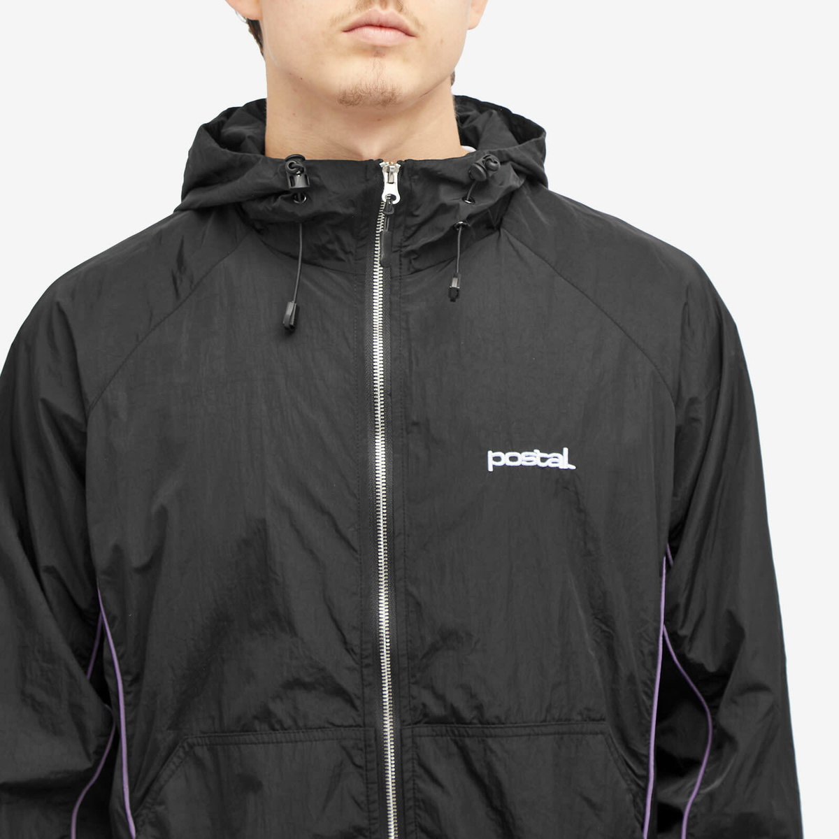 POSTAL Men's Nylon Metal Hooded Jacket in Black