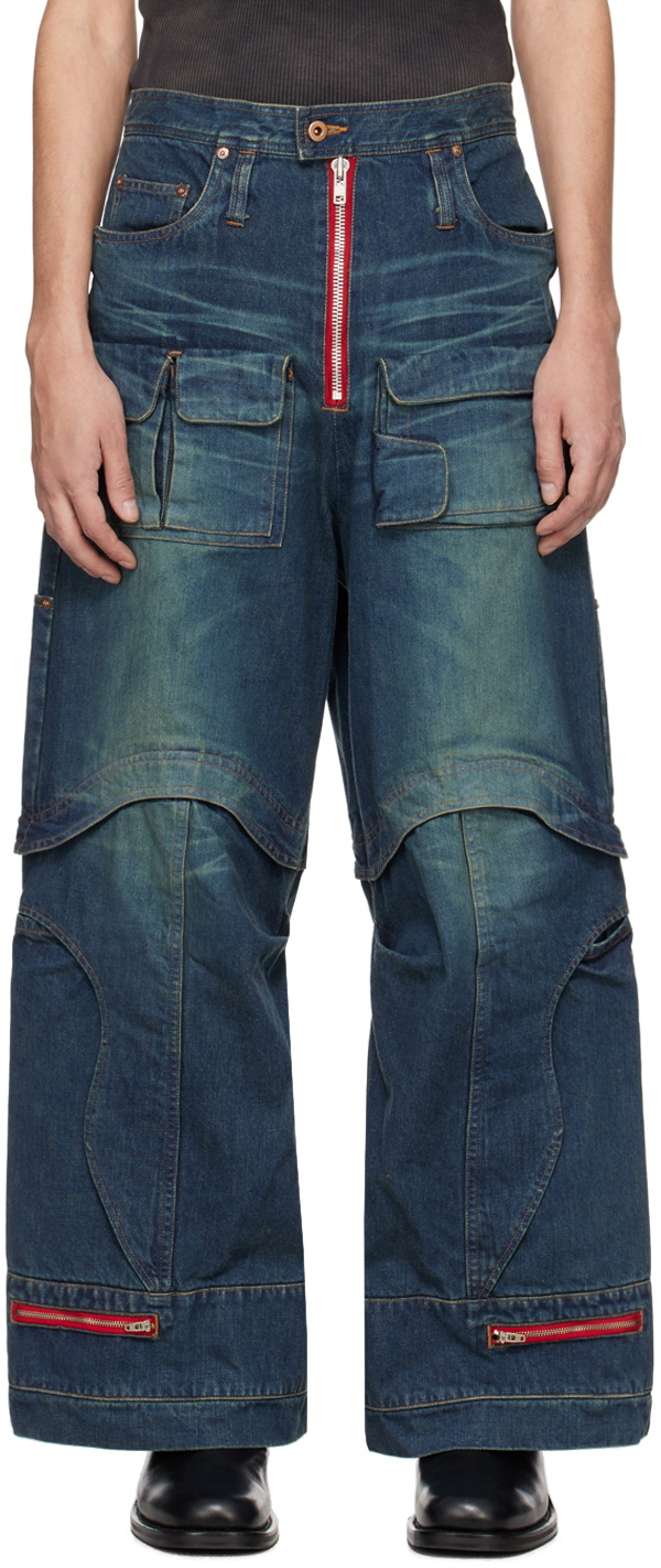 KOZABURO Black Long 3D Jeans Kozaburo