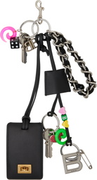 Balenciaga Black & Silver Rodeo Tag Full Charm Keychain