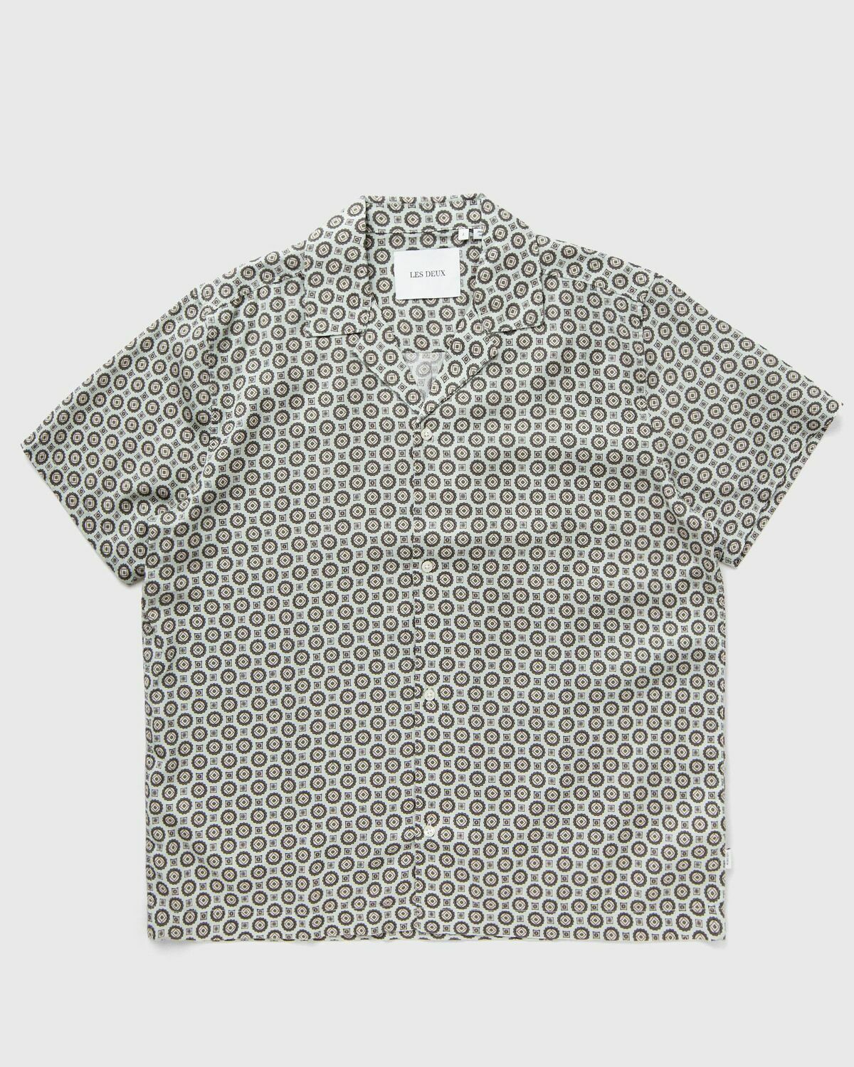 Les Deux Foulard AOP SS Shirt Green Mens Shortsleefe