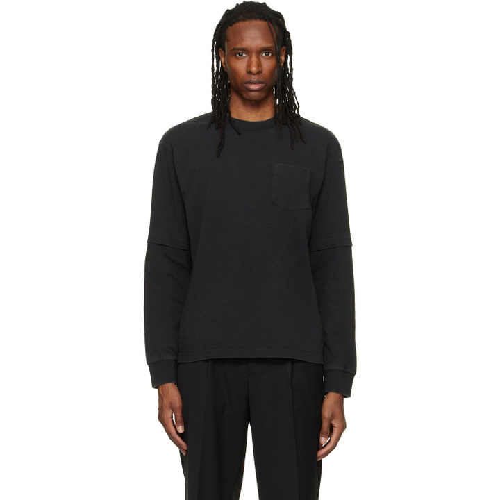 Photo: sacai Black Cotton Jersey Long Sleeve T-shirt