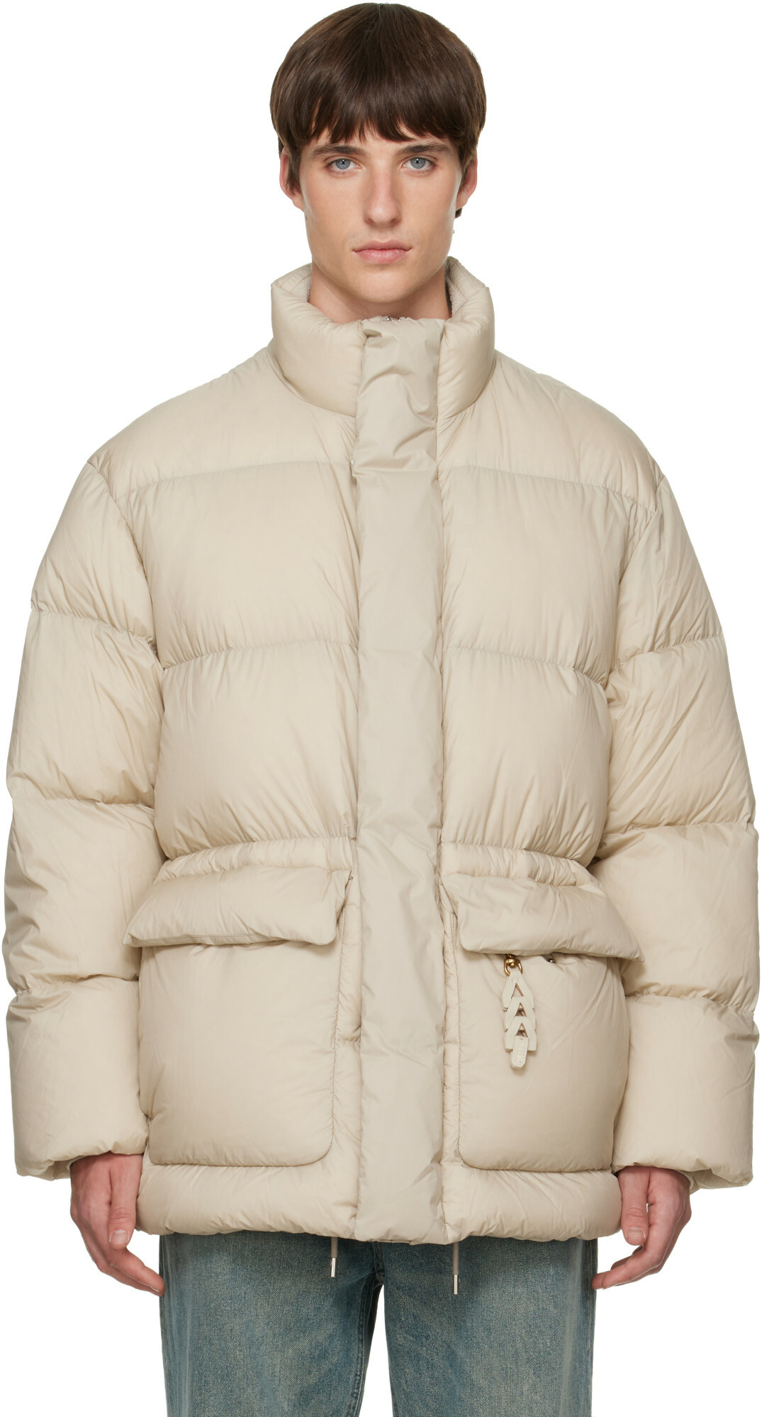 Solid Homme Beige Quilted Down Jacket