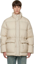 Solid Homme Beige Quilted Down Jacket