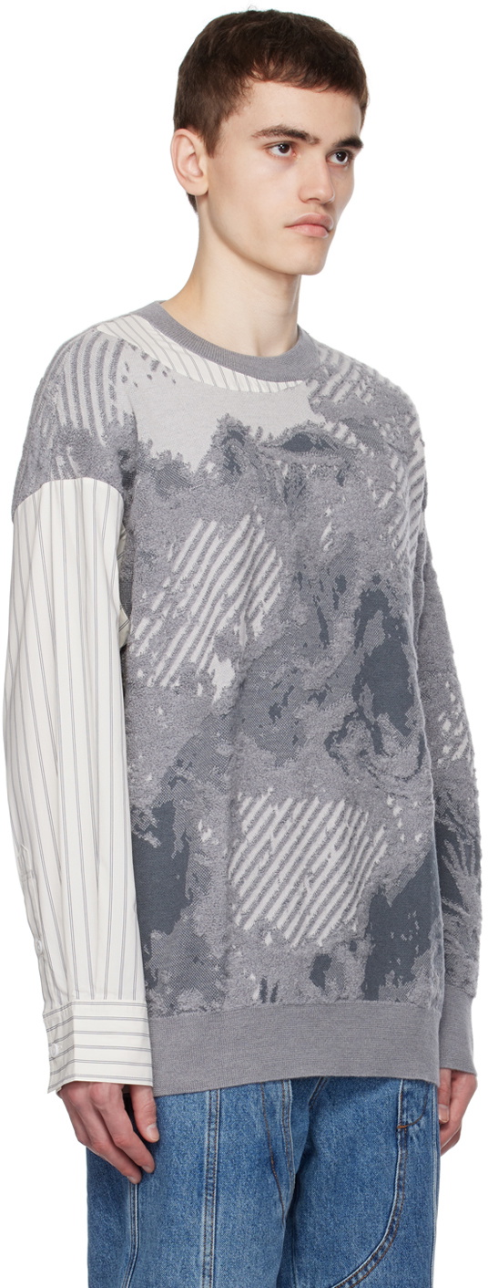 Feng Chen Wang Gray Paneled Sweater Feng Chen Wang