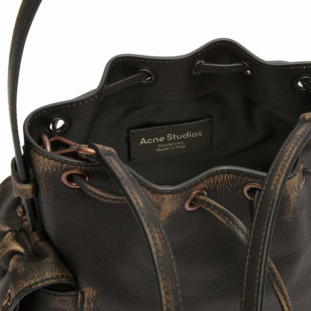 Acne Studios Women's Multipocket Mini Bucket Bag in Dark Brown/Beige 
