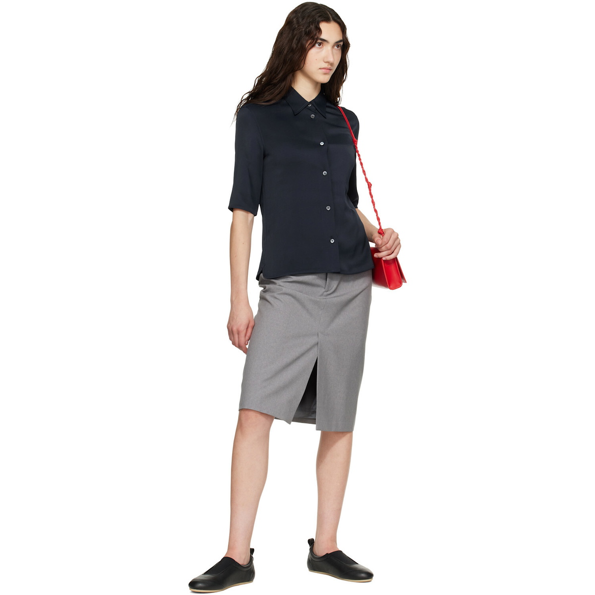 Jil Sander Navy Envers Satin Shirt
